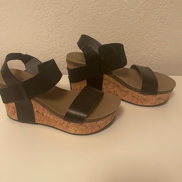 Corkys Shoes Corkys Black Cork Wedge Sandal Poshmark